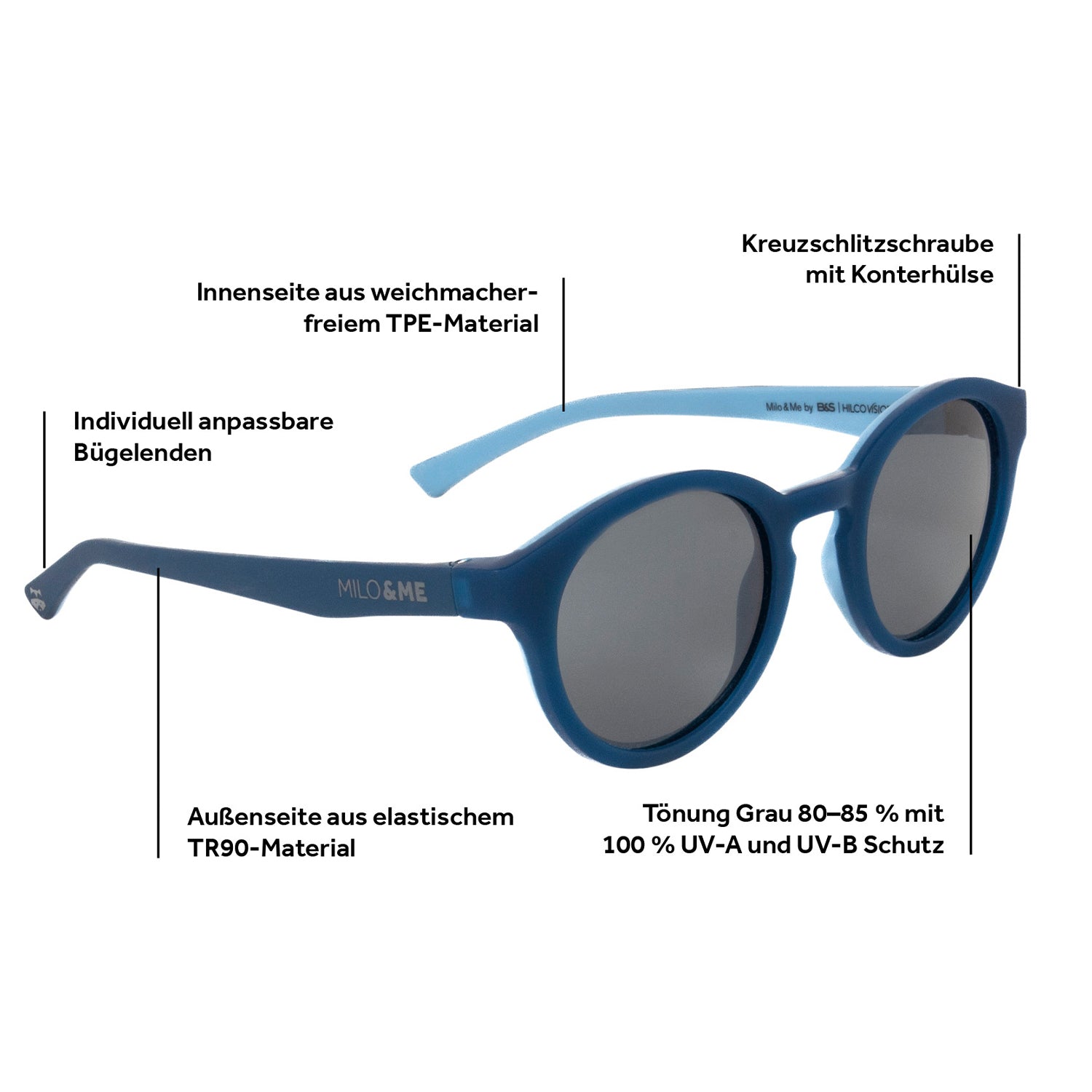 Milo & Me Kindersonnenbrille Produktigel Material 